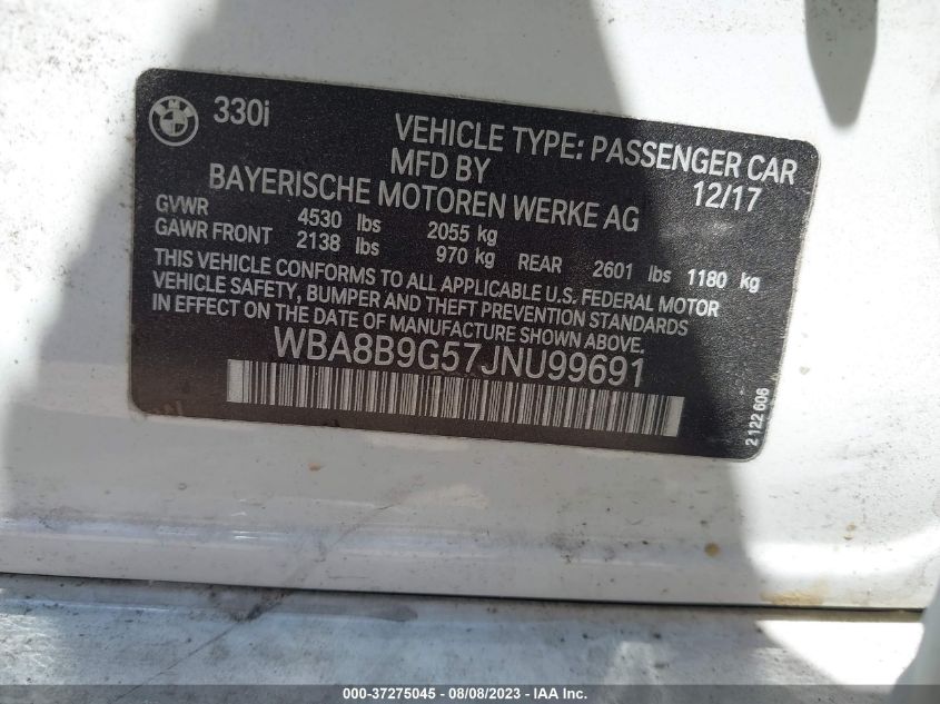 WBA8B9G57JNU99691 - 2018 BMW 3 SERIES