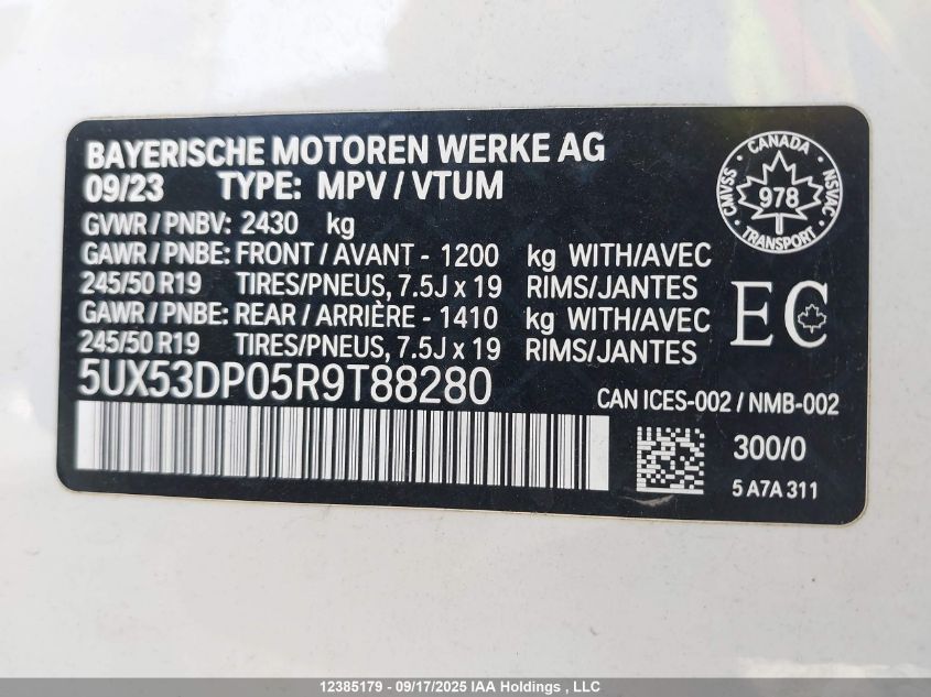5UX53DP05R9T88280 - 2024 BMW X3 – Auto auctions Blog